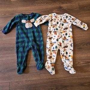 Fleece sleepers, zip up footie pajamas, 9 months
